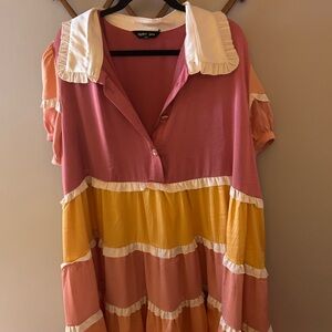 Sister Jane sunset hues tiered dress sz xl